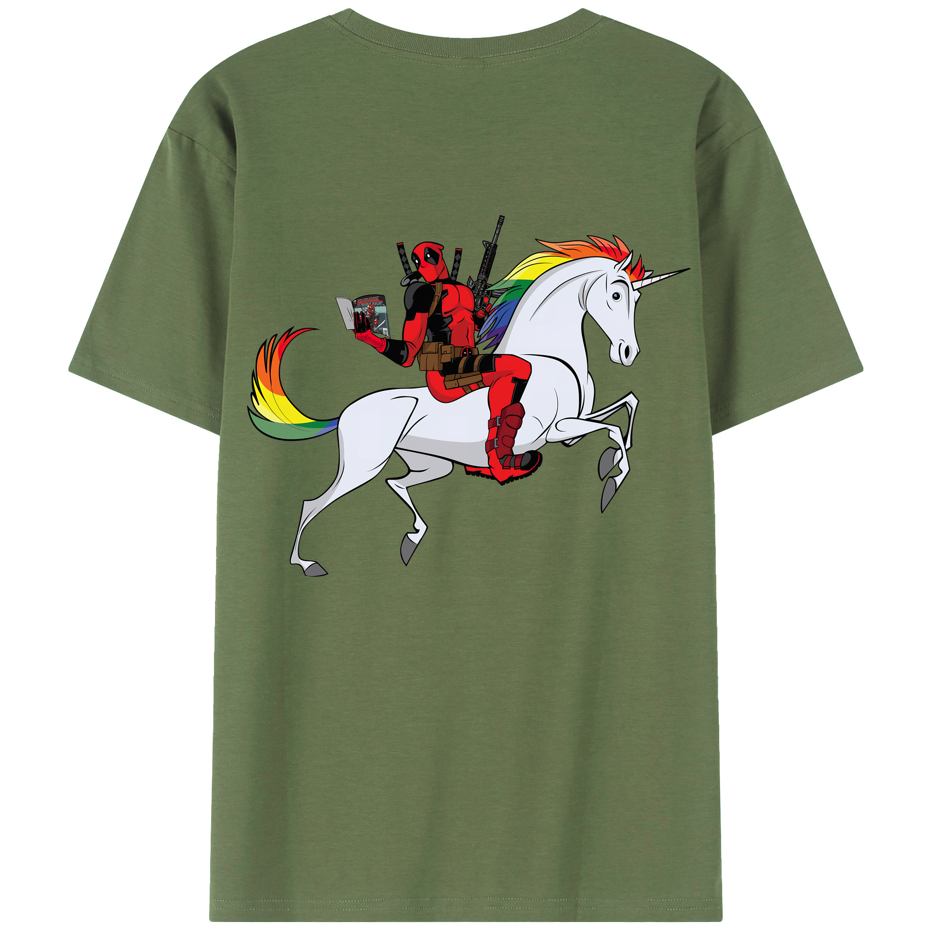 （画像用） Deadpool デッドプール 綿100％ メンズ半袖Tシャツ（バックプリント） 通気性